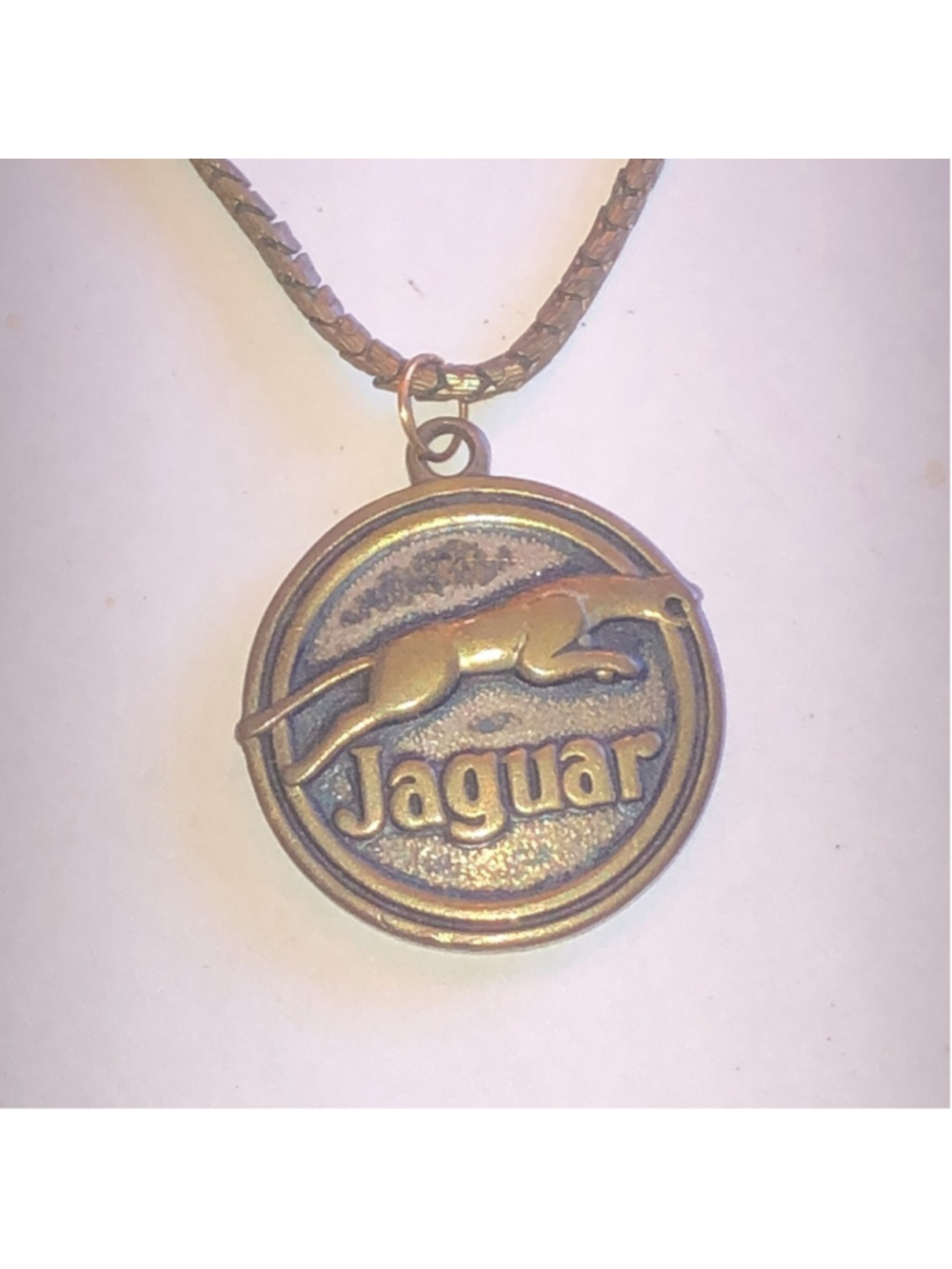 Vintage Jaguar Aged Bronze Tone Pendant Necklace